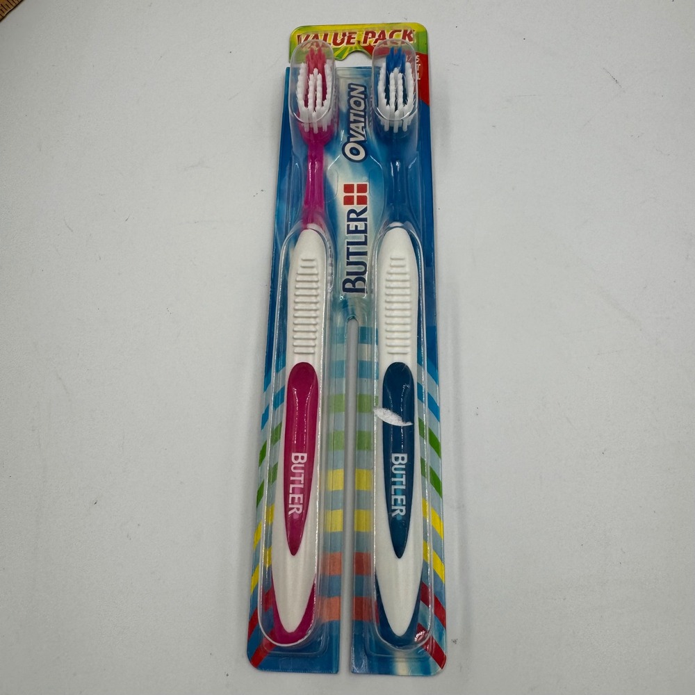 Butler Ovation Toothbrush 375 Soft Pink Blue Soft Full Value Pack 2ct‎ NEW